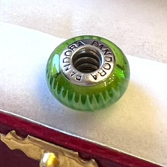 Pandora Green and Blue Murano Glass and .925 Sterling Silver Charm - Picture 3 of 6